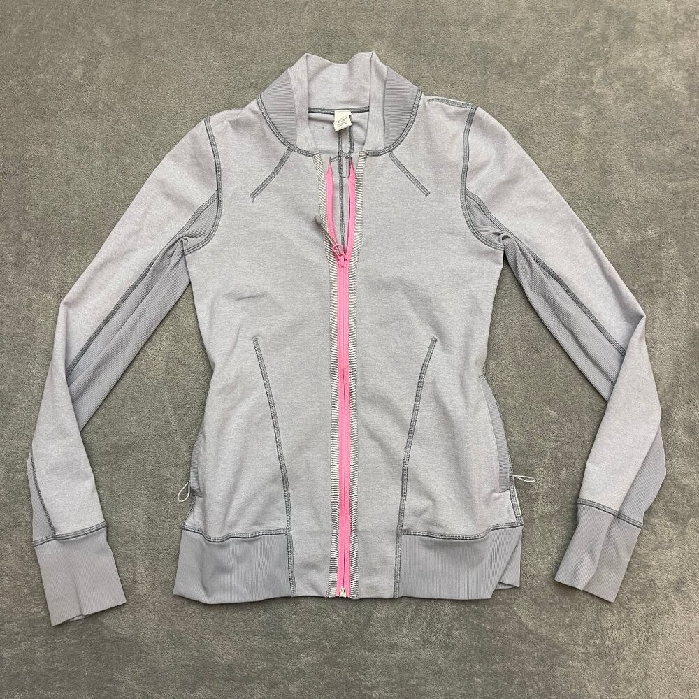 Ivivva by Lululemon Girls Size 12 Full Zip Fitted Jacket Gray Pink Athletic